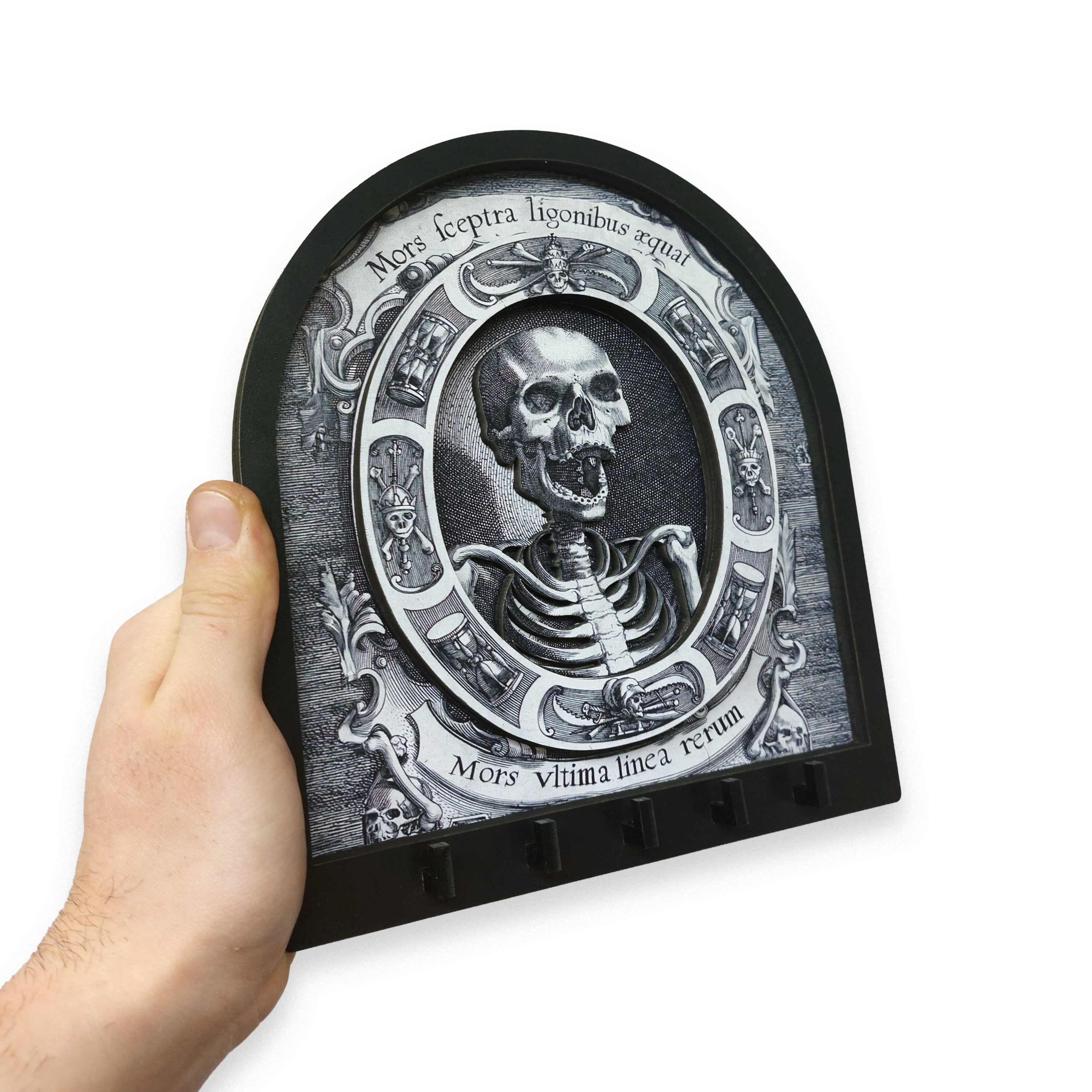 CajuArt Memento Mori Gotik İskelet Temalı Boyutlu Anahtar Askılık Duvar Dekor