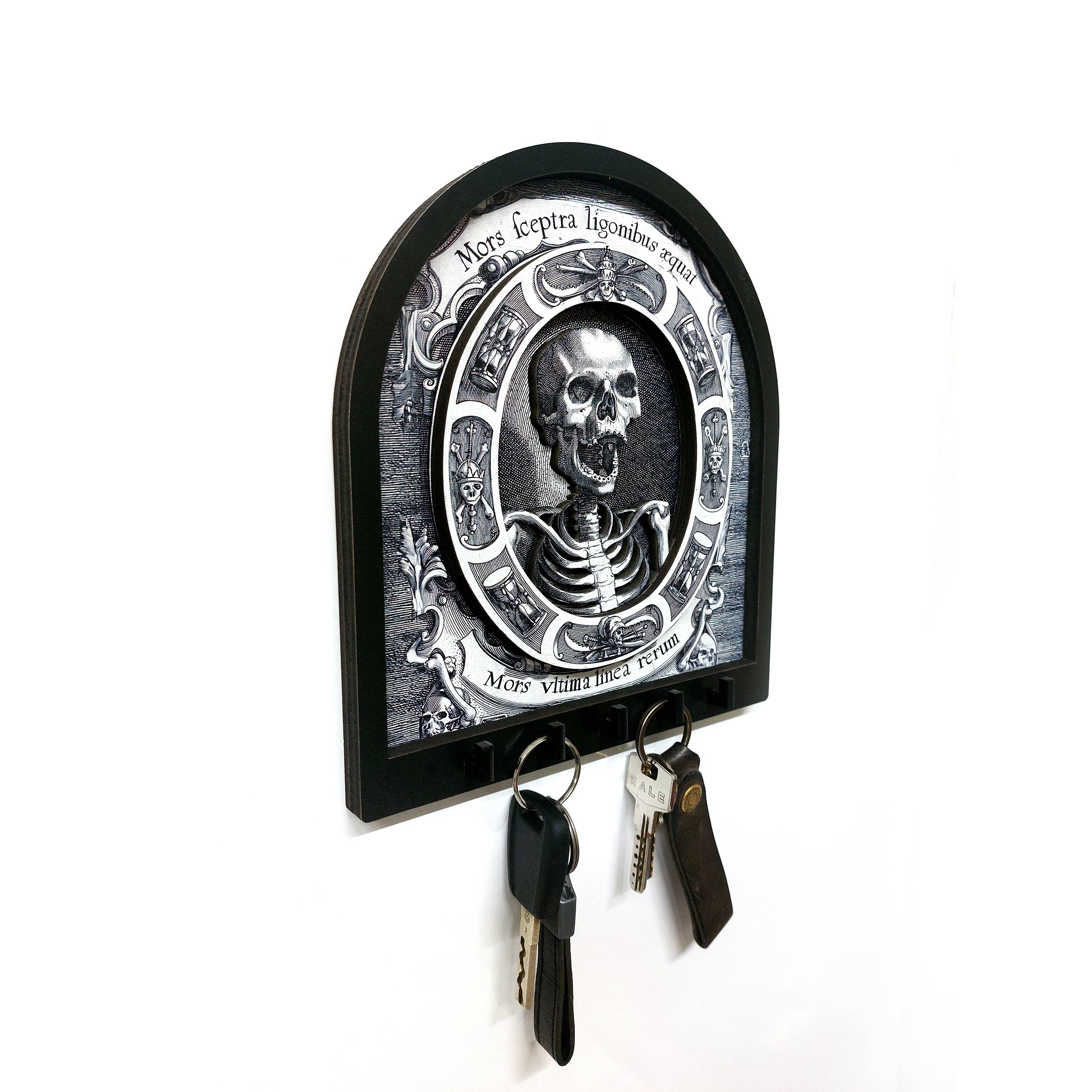 CajuArt Memento Mori Gotik İskelet Temalı Boyutlu Anahtar Askılık Duvar Dekor