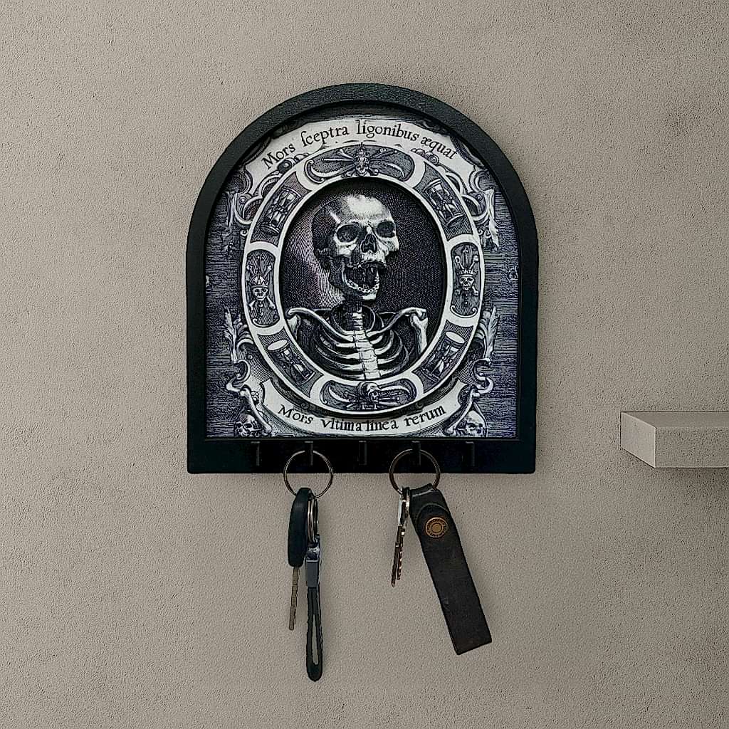 CajuArt Memento Mori Gotik İskelet Temalı Boyutlu Anahtar Askılık Duvar Dekor