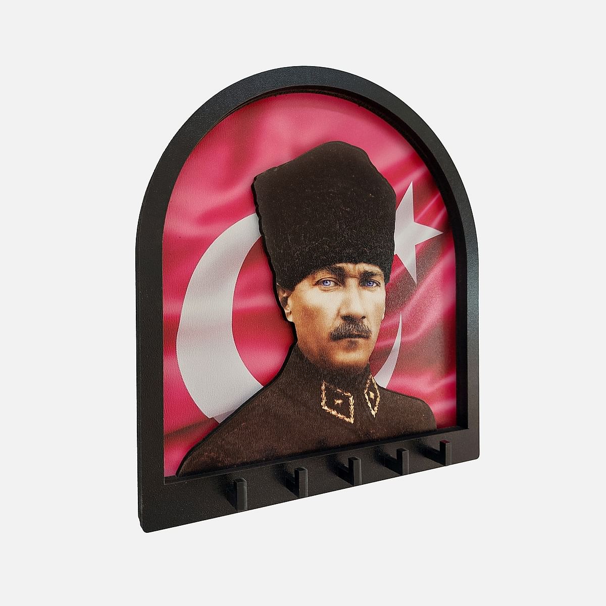 CajuArt Boyutlu Kabartma Tasarım Atatürk Bayrak Tema Anahtarlık Duvar Askılık Dekor