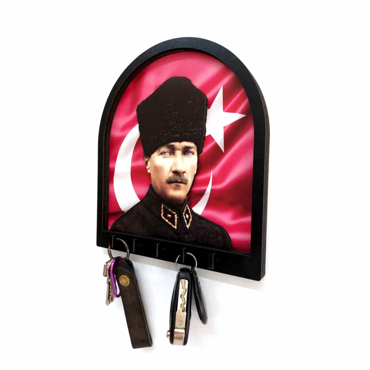 CajuArt Boyutlu Kabartma Tasarım Atatürk Bayrak Tema Anahtarlık Duvar Askılık Dekor