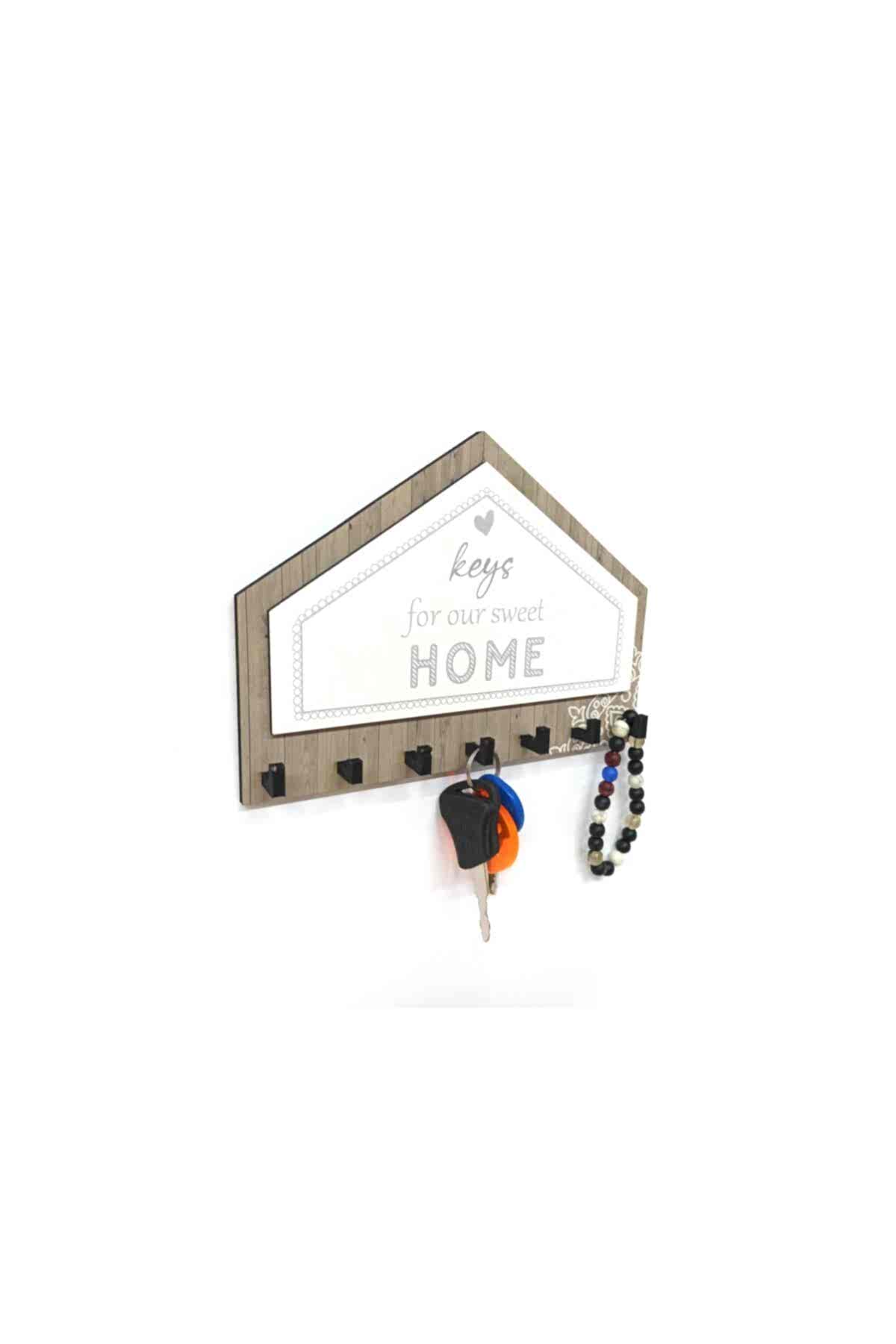 Gri Kahverengi Üçgen Keys For Home Askı Anahtarlık Dekor