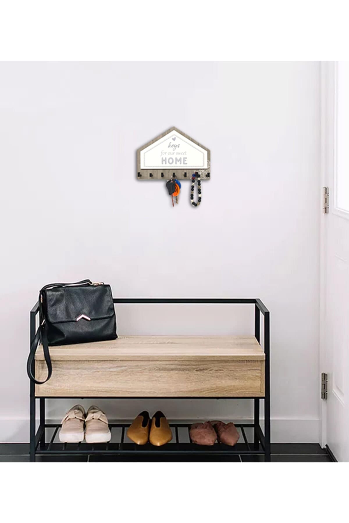 Gri Kahverengi Üçgen Keys For Home Askı Anahtarlık Dekor