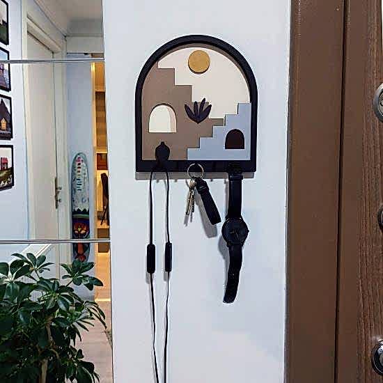 Dekoratif Soyut Merdiven Tasarım 3D Katmanlı Duvar Dekoru Anahtarlık