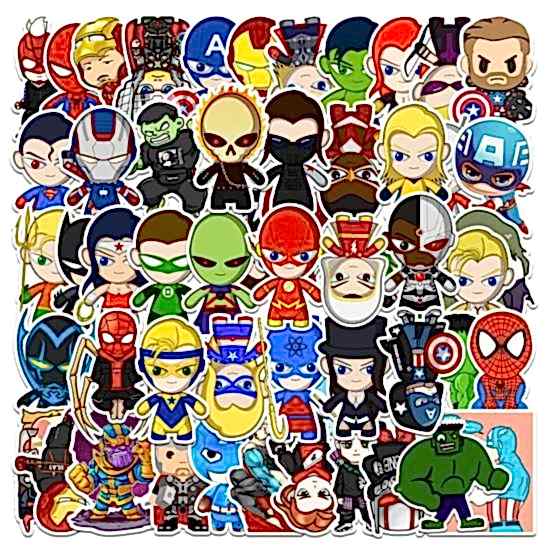 50 Adet Tekrarsız Anime Kahraman Kalite Pvc Sticker 03