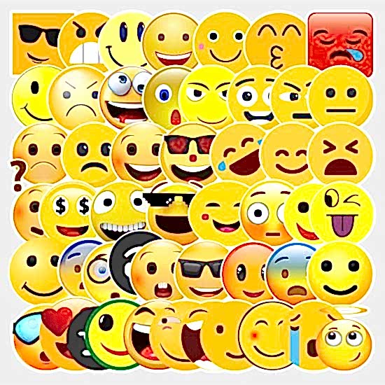 50 Adet Tekrarsız Emojiler Kalite Pvc Sticker Süs 07