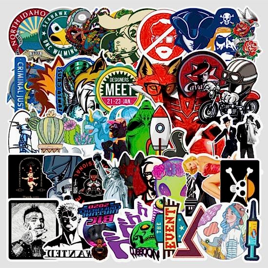 50 Adet Tekrarsız Karışık Retro Kalite Pvc Sticker 011