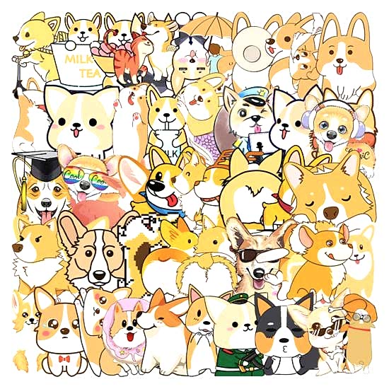 50 Adet Tekrarsız Köpekler Kalite Pvc Modern Sticker 01