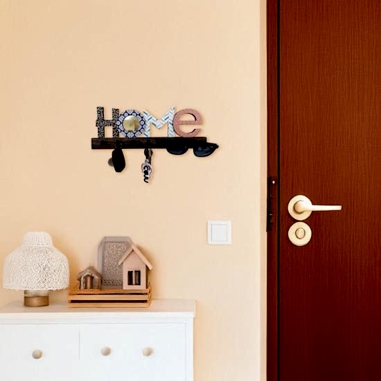 Home Yazılı Dekoratif Desenli Aynalı Duvar Askılık