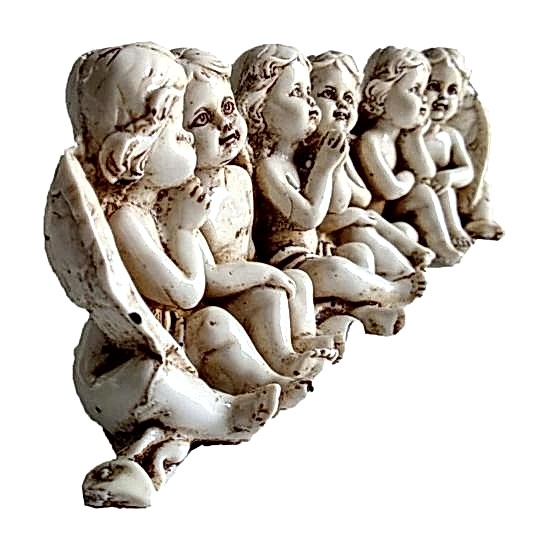 Altılı Yanyana Oturmuş Çocuk Melek Figürlü Porselen Biblo