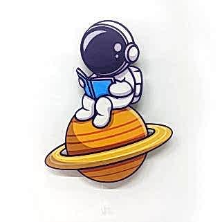 CajuArt Kitap Astronot Ahşap Led Işıklı Çocuk Odası Duvar Tablosu