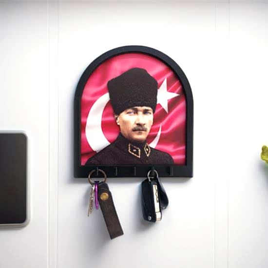 Kabartma Tasarım Atatürk Bayrak Tema Anahtarlık