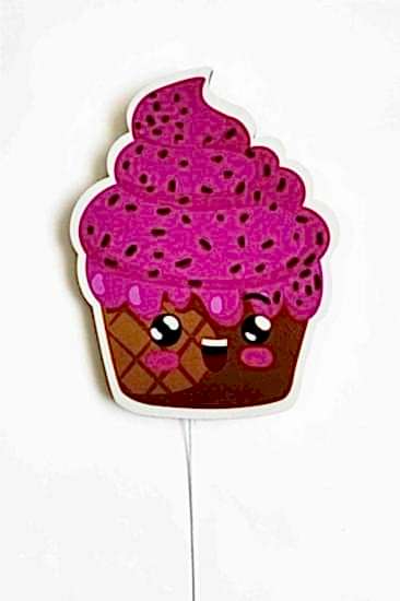 Çocuk Odası Bebek Odası Led Işıklı Cupcake Baskılı Mdf Duvar Süsü