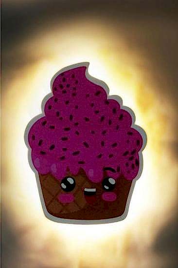 Çocuk Odası Bebek Odası Led Işıklı Cupcake Baskılı Mdf Duvar Süsü