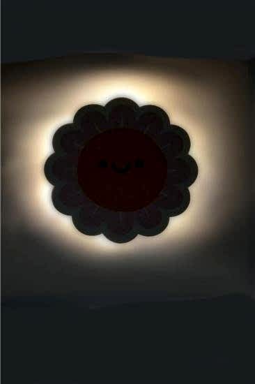 Çocuk Odası Bebek Odası Led Işıklı Papatya Baskılı Mdf Duvar Süsü