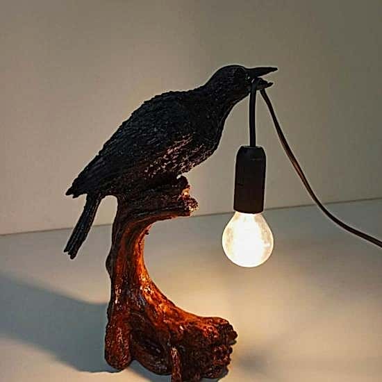 Dal Üstünde Lamba Tutan Kuş Modern Abajur Masa Lambası