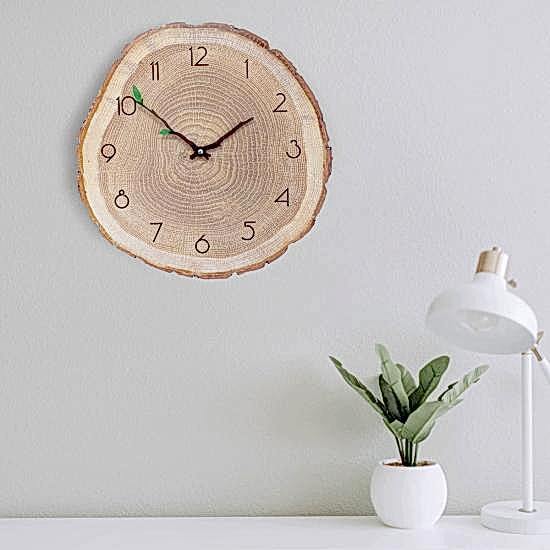 Dekoratif Ağaç Gövdesi Kütük Şeklinde 40 Cm Duvar Saati