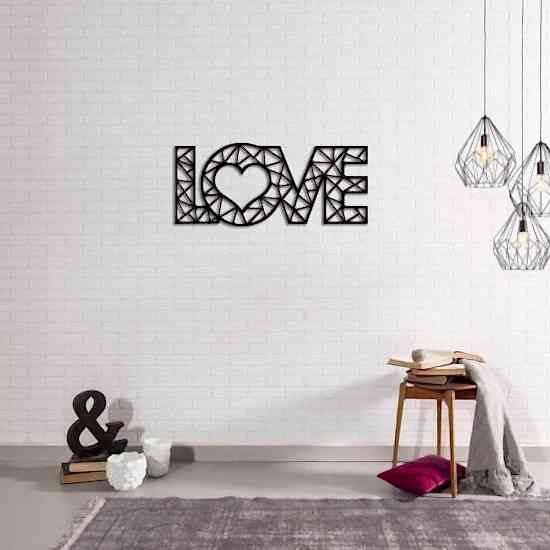 Dekoratif Modern Siyah Büyük Ahşap Love Yazısı Tablo Aşk