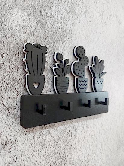 Saksıda Çiçekler Duvar Askısı Anahtarlık