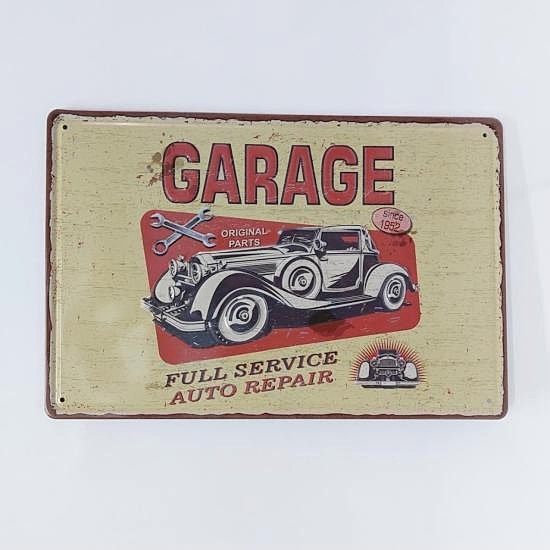 CajuArt Retro Garage Yazılı 20x30 Metal Plaka