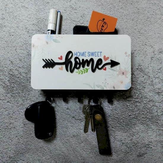 Home Yazılı Bölmeli Anahtarlık Duvar Askılık Dekor