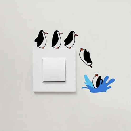 Suya Dalan Penguenler Ahşap Priz Anahtar Sticker