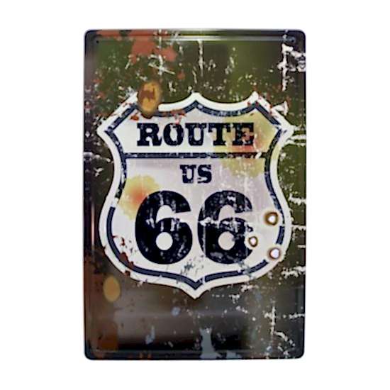 Route 66 Dikey Motosiklet Temalı Plaka