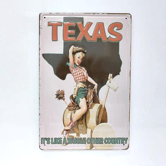 Texas Retro 20x30 Metal Plaka Tablo