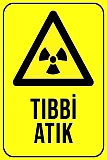 Tıbbi Atık 20x30 cm Ahşap Uyarı Levhası
