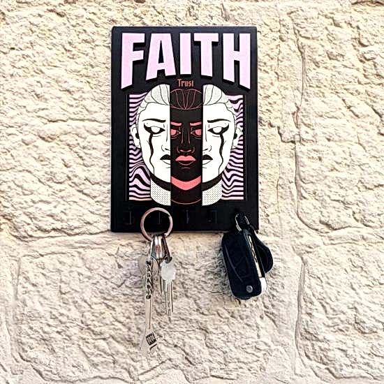 Urban Sokak Stili Tasarım Faith İnanç Duvar Askısı Anahtarlık Dekor