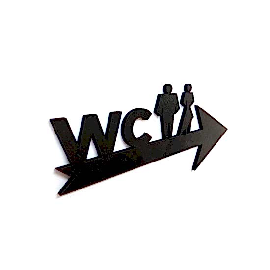 Siyah Ahşap Ok Üzeri Erkek Kadın WC Tuvalet