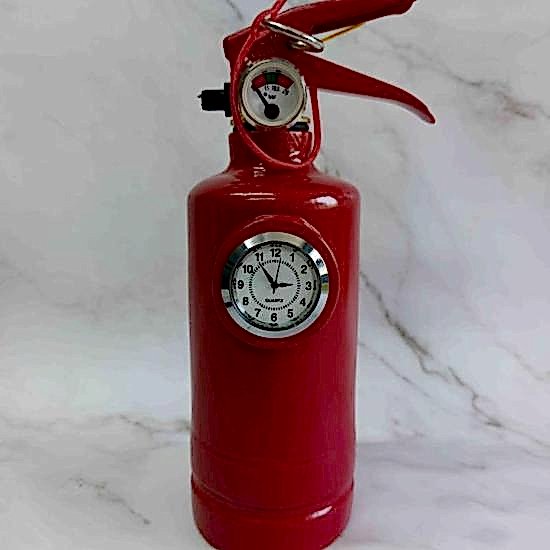 Yangın Tüpü Görünümlü Dekoratif Masa Saati Küçük Saatli