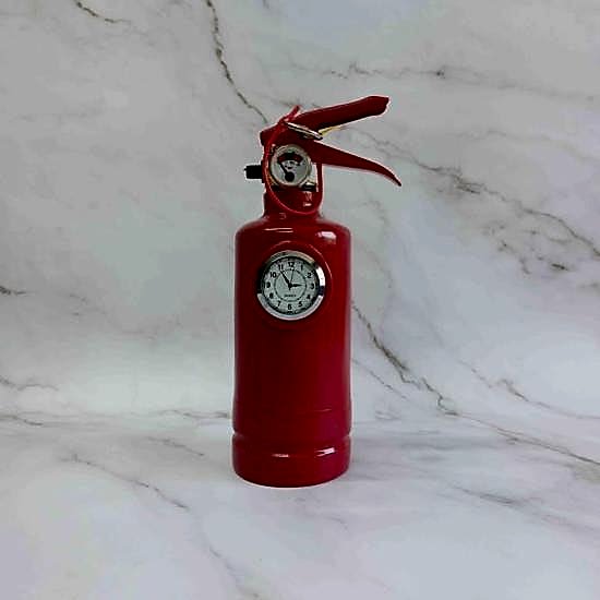 Yangın Tüpü Görünümlü Dekoratif Masa Saati Küçük Saatli