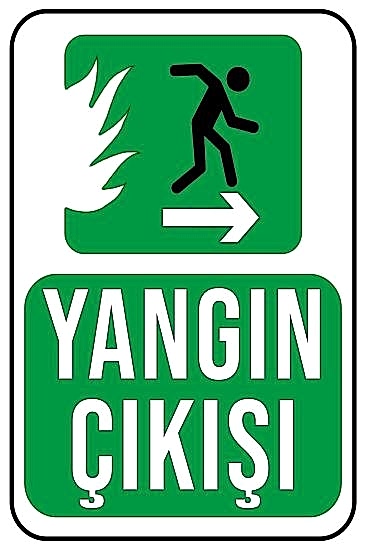 Yangın Çıkışı Yana Ok 20x30 cm Ahşap Uyarı