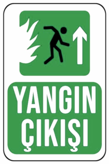 Yangın Çıkışı Yukarı Ok 20x30 cm Ahşap Uyarı