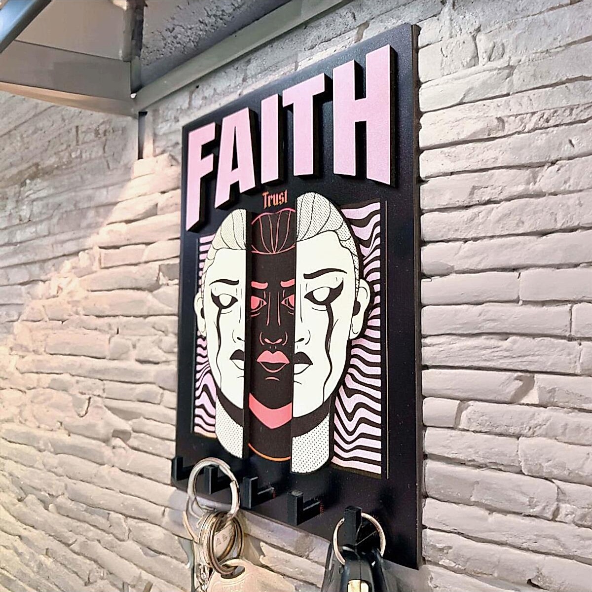 Urban Sokak Stili Tasarım Faith İnanç Duvar Askısı Anahtarlık Dekor